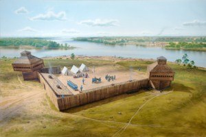 Artist rendering of first fort in what would become Fort Smith.