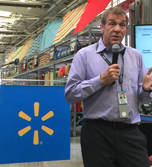 David Cheesewright, CEO of Walmart International, briefs the media on the retailer’s future game plan abroad during a press conference in Rogers on June 2 as part of the retailer’s annual shareholder week.