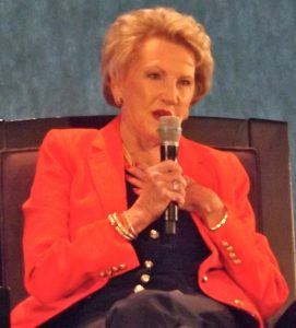 Johnelle Hunt, chairman of Hunt Ventures and wife of the late trucking icon J.B. Hunt, addresses the audience Thursday at the Summit Luncheon held at Cross Church in Rogers.