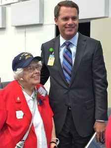 Wal-Mart Stores CEO Doug McMillon and Lois Bouton, who served as a “SPAR” with the U.S. Coast Guard between 1943-1945. SPARs comes from the Latin and English translations of the Coast Guard’s motto, Semper Paratus! Always Ready!