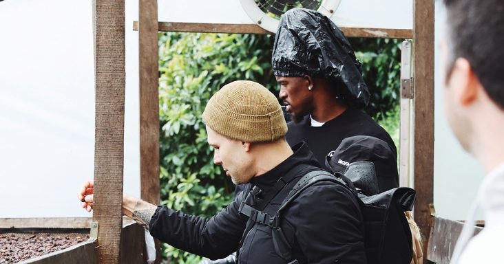 Jon Allen, co-founder of Onyx Coffee Lab, and Jimmy Butler, Bigface Brand founder and NBA player for the Miami Heat, explore coffee production at La Palma y El Tucán coffee farm in Colombia.