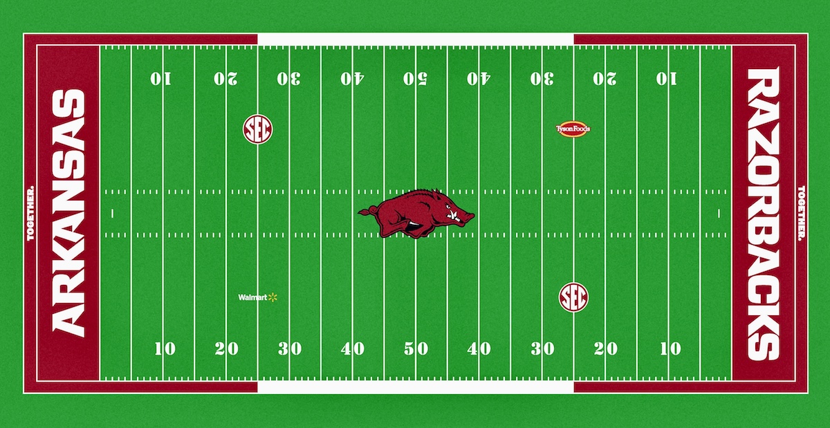 Tyson Foods and Walmart grab locations on Razorback football field